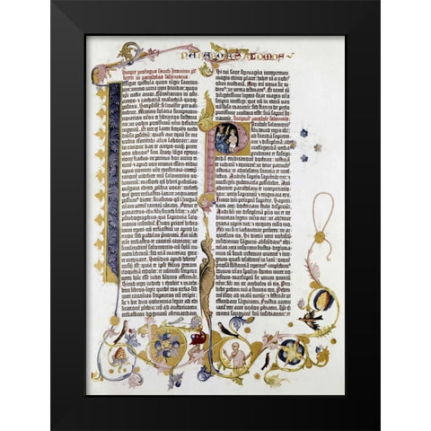 Gutenberg Bible Black Modern Wood Framed Art Print by Gutenberg, Johann