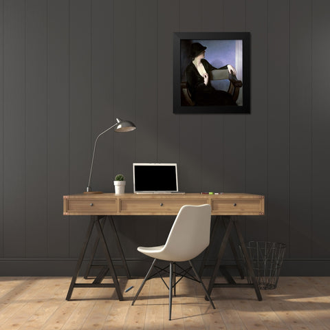 Woman In Black Black Modern Wood Framed Art Print by Gutmann, Bernhard