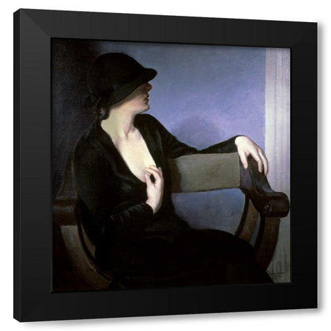 Woman In Black Black Modern Wood Framed Art Print with Double Matting by Gutmann, Bernhard