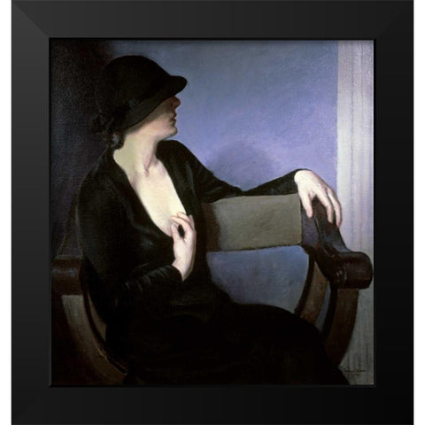 Woman In Black Black Modern Wood Framed Art Print by Gutmann, Bernhard