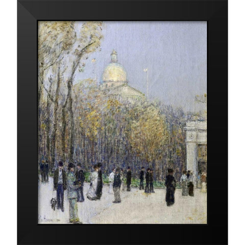 Boston Commons Black Modern Wood Framed Art Print by Hassam, Childe