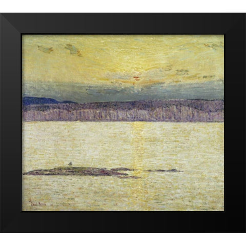 Sunset Ironbound Island: Mount Desert, Maine Black Modern Wood Framed Art Print by Hassam, Childe