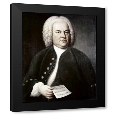 Johann Sebastian Bach Black Modern Wood Framed Art Print with Double Matting by Haussman, Elias Gottlob