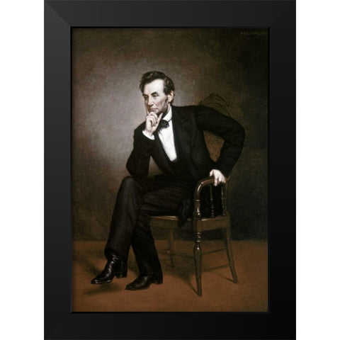 Abraham Lincoln Black Modern Wood Framed Art Print by Healy, George Peter Alexander
