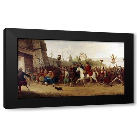 Fools Parade Entering New Amsterdam Black Modern Wood Framed Art Print by Heath, William