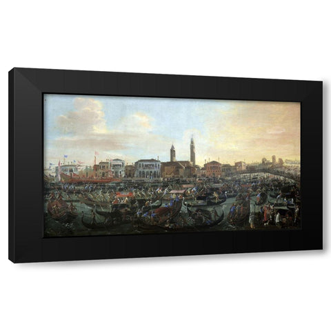 Boats In Murano Black Modern Wood Framed Art Print by Heintz, Joseph