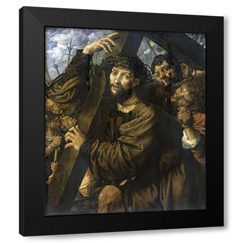 Museumist Bearing The Cross Black Modern Wood Framed Art Print by Van Hemessen, Jan Sanders