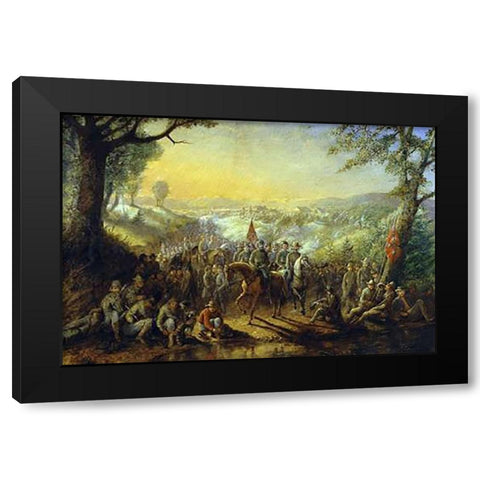 Halt of the Stonewall Brigade Black Modern Wood Framed Art Print by Henderson, David English