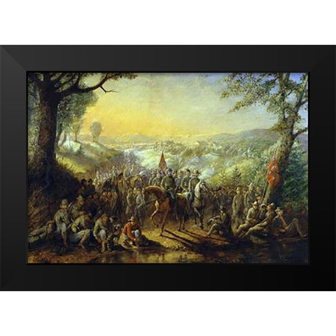 Halt of the Stonewall Brigade Black Modern Wood Framed Art Print by Henderson, David English