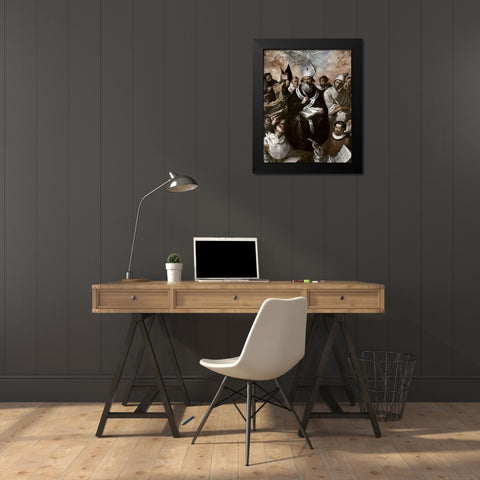 St. Basil Dictating His Doctrine Black Modern Wood Framed Art Print by Herrera, Francisco