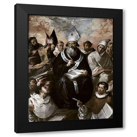 St. Basil Dictating His Doctrine Black Modern Wood Framed Art Print by Herrera, Francisco