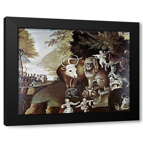Peaceable Kingdom Black Modern Wood Framed Art Print by Hicks, Edward