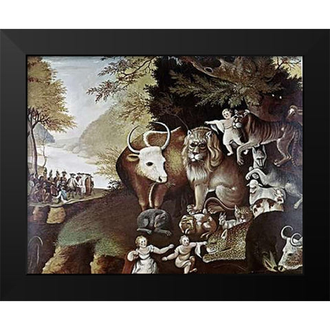 Peaceable Kingdom Black Modern Wood Framed Art Print by Hicks, Edward