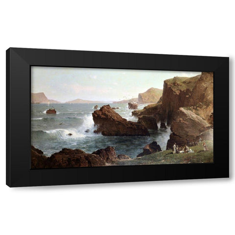 Picnic By The Sea Black Modern Wood Framed Art Print with Double Matting by Hill, Thomas