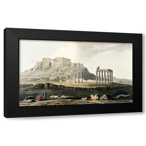 Ruins of Hadrians Temple From Journey Through Albania and Turkey Black Modern Wood Framed Art Print with Double Matting by Hobhouse, J.C