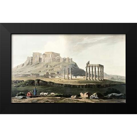 Ruins of Hadrians Temple From Journey Through Albania and Turkey Black Modern Wood Framed Art Print by Hobhouse, J.C