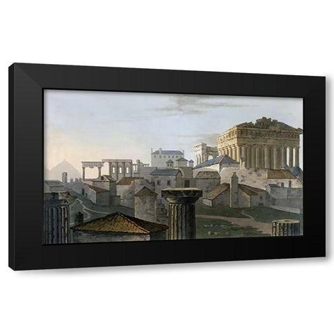 West Front Acropolis From Journey Through Albania and Turkey Black Modern Wood Framed Art Print by Hobhouse, J.C