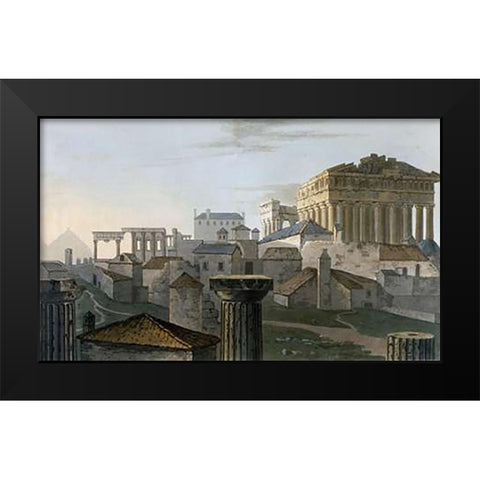 West Front Acropolis From Journey Through Albania and Turkey Black Modern Wood Framed Art Print by Hobhouse, J.C