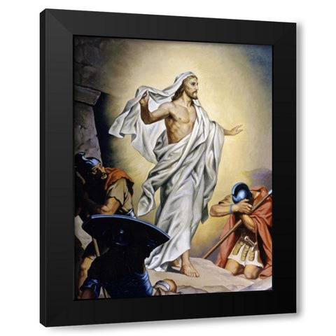 The Resurrection of Jesus Black Modern Wood Framed Art Print with Double Matting by Hofmann, Heinrich