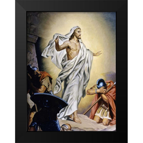 The Resurrection of Jesus Black Modern Wood Framed Art Print by Hofmann, Heinrich
