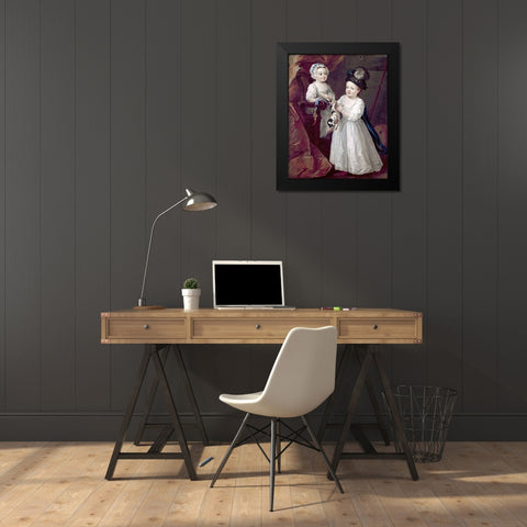 Lord Grey and Lady Mary West As Children Black Modern Wood Framed Art Print by Hogarth, William
