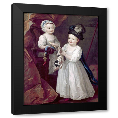 Lord Grey and Lady Mary West As Children Black Modern Wood Framed Art Print by Hogarth, William