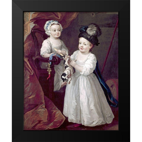 Lord Grey and Lady Mary West As Children Black Modern Wood Framed Art Print by Hogarth, William