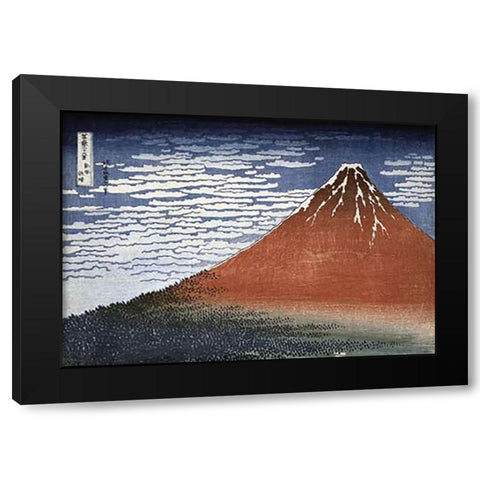 Fuji In Clear Weather Black Modern Wood Framed Art Print with Double Matting by Hokusai
