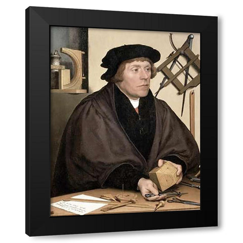 Nicholas Kratzer (Inventor of Polyhedral Sundial) Black Modern Wood Framed Art Print with Double Matting by Holbein, Hans