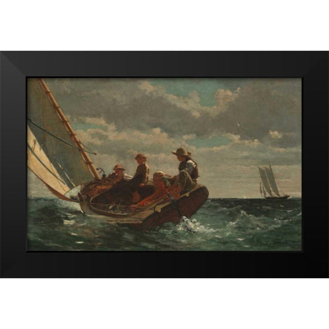 Breezing Up Black Modern Wood Framed Art Print by Homer, Winslow