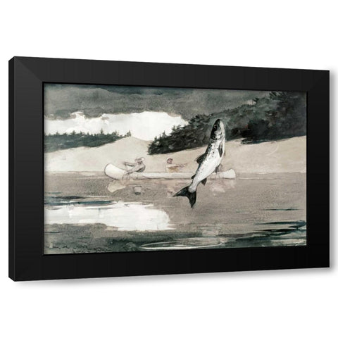 Flying Fish on Lake John Black Modern Wood Framed Art Print by Homer, Winslow