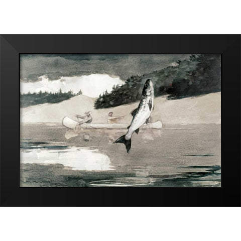 Flying Fish on Lake John Black Modern Wood Framed Art Print by Homer, Winslow
