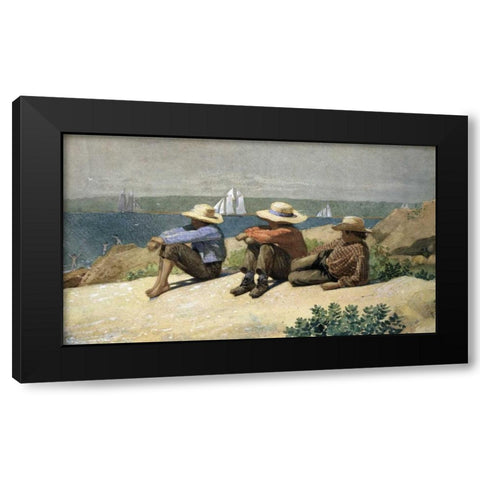 On the Beach Black Modern Wood Framed Art Print by Homer, Winslow
