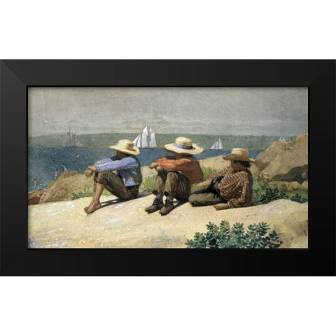 On the Beach Black Modern Wood Framed Art Print by Homer, Winslow