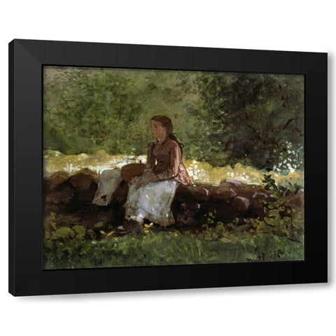 On The Fence Black Modern Wood Framed Art Print with Double Matting by Homer, Winslow