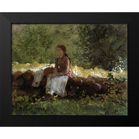 On The Fence Black Modern Wood Framed Art Print by Homer, Winslow