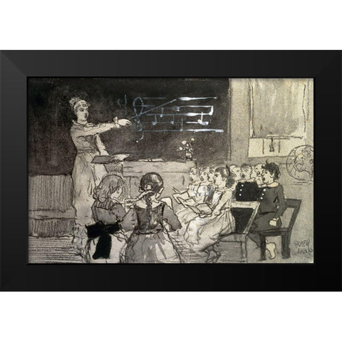 The Music Lesson Black Modern Wood Framed Art Print by Homer, Winslow