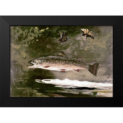 Trout Black Modern Wood Framed Art Print by Homer, Winslow