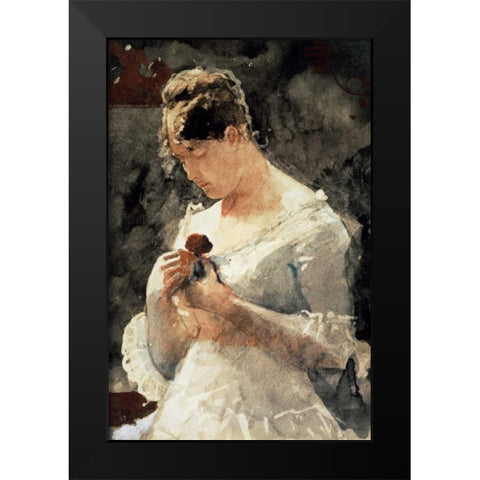 Woman with a Rose Black Modern Wood Framed Art Print by Homer, Winslow