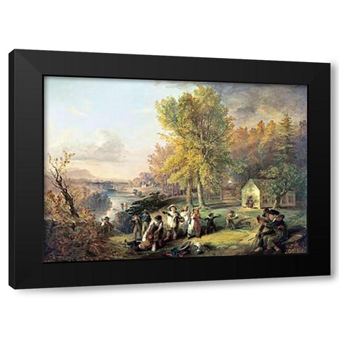 Dismissal of School On An October Afternoon Black Modern Wood Framed Art Print with Double Matting by Inman, Henry