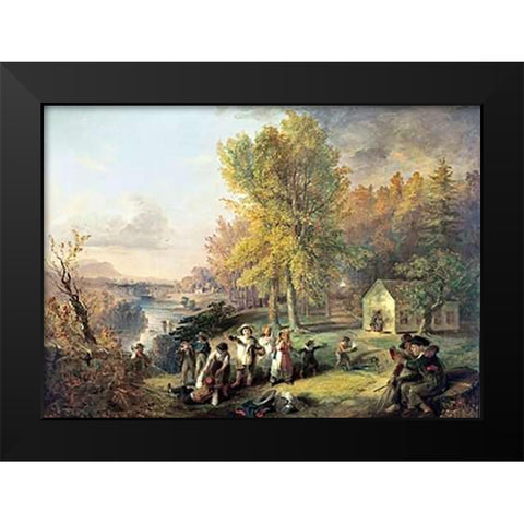 Dismissal of School On An October Afternoon Black Modern Wood Framed Art Print by Inman, Henry