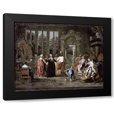 Ball Black Modern Wood Framed Art Print by Jansens, J.