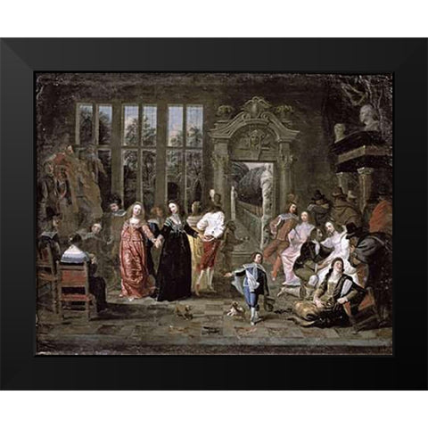 Ball Black Modern Wood Framed Art Print by Jansens, J.