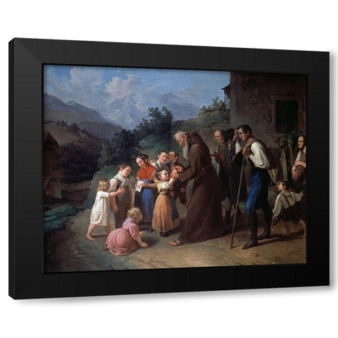 Priest Making a Collection Black Modern Wood Framed Art Print with Double Matting by Jehle, Kaspar