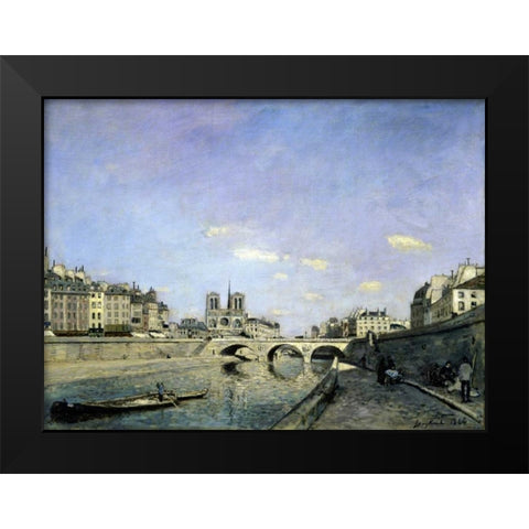 The Seine and Notre-Dame in Paris Black Modern Wood Framed Art Print by Jongkind, Johan Barthold