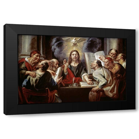 Christ Disputing with the Pharisees Black Modern Wood Framed Art Print with Double Matting by Jordaens, Jacob