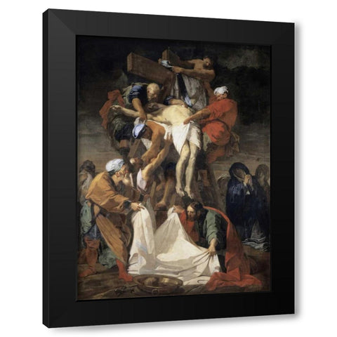 Descent From The Cross Black Modern Wood Framed Art Print with Double Matting by Jouvenet, Jean Baptiste