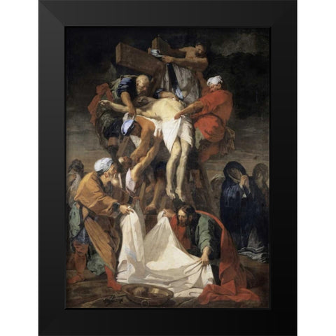 Descent From The Cross Black Modern Wood Framed Art Print by Jouvenet, Jean Baptiste