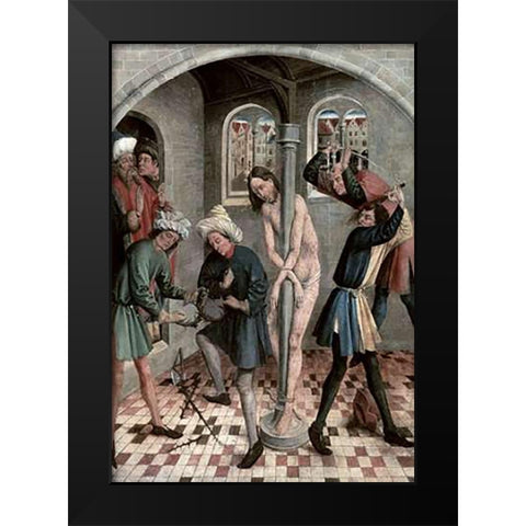 Flagellation of Jesus Black Modern Wood Framed Art Print by Kerbecke, J.