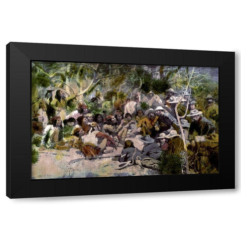 Crooks Conference With Geronimo Black Modern Wood Framed Art Print with Double Matting by Kline, William F.
